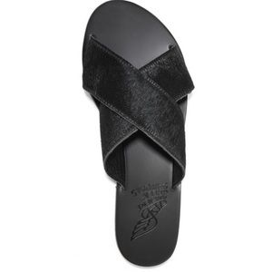 Ancient Greek Sandals Thais "Pony Black" Slides